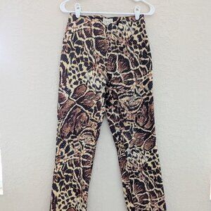 Vintage Cache Animal Print Sequined Pants 90's Y2K Size 2